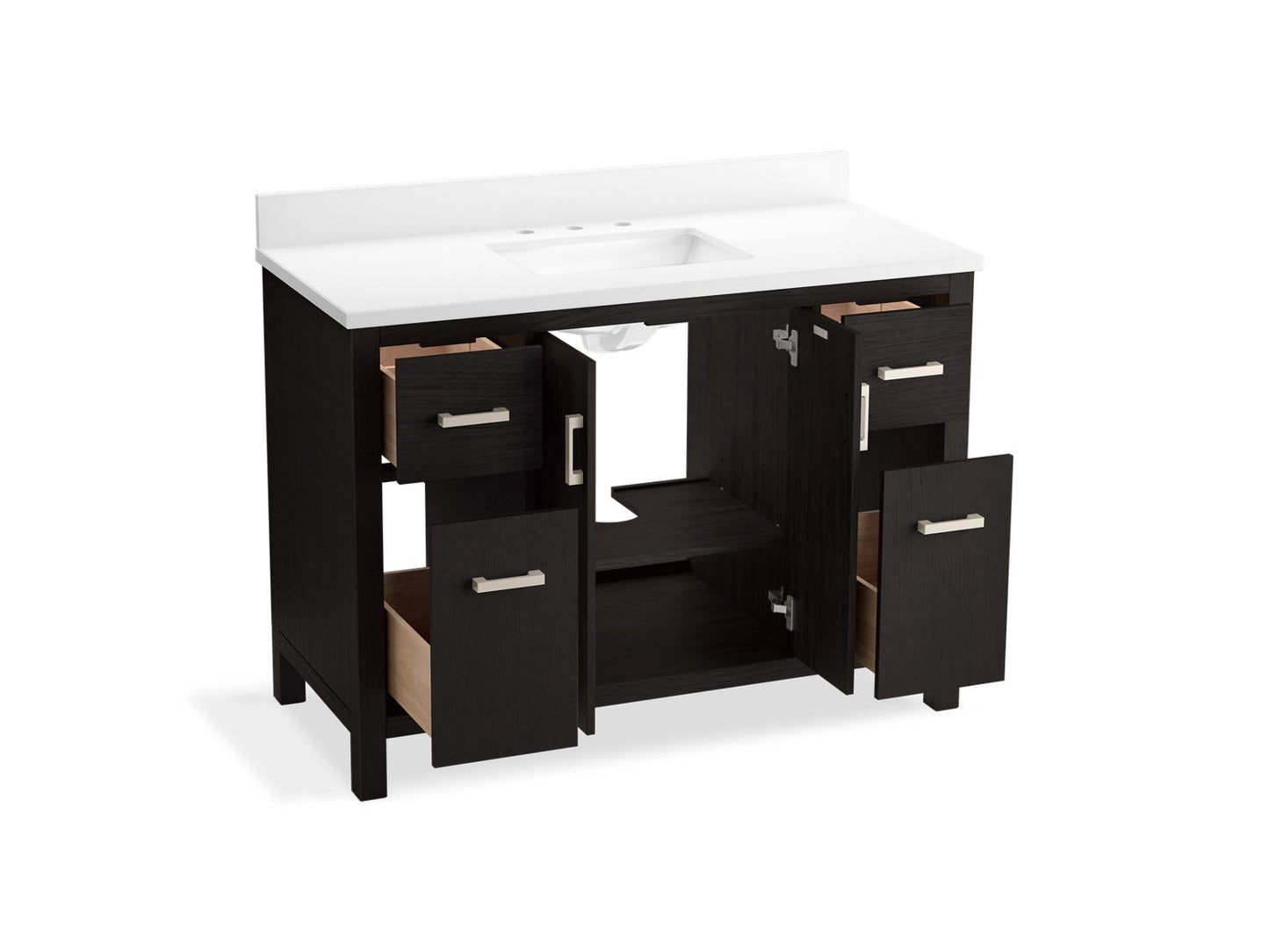 KOHLER K-40640-BD1-BWK Kresla 48" Bathroom Vanity Cabinet With Sink And Quartz Top In Carbon Oak