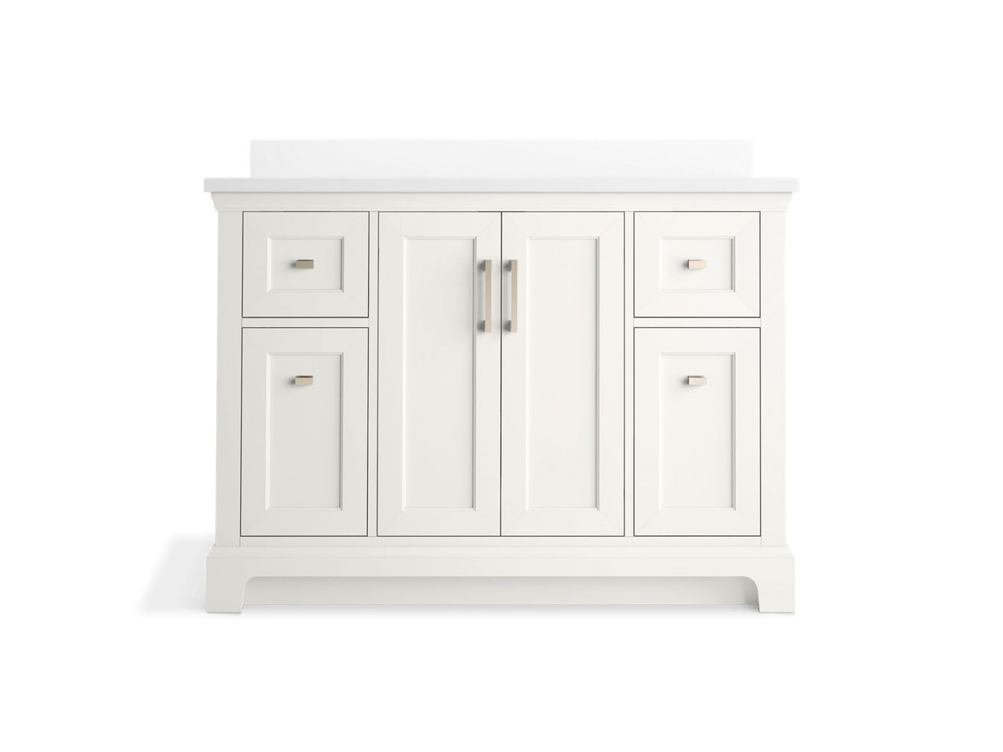 KOHLER K-29262-BD1-0 Charlemont 48" Bathroom Vanity Cabinet With Sink And Quartz Top In White