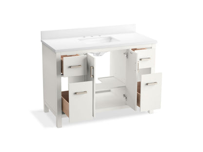 KOHLER Kresla 48" bathroom vanity cabinet with sink and quartz top - White, K-40640-BD1-0