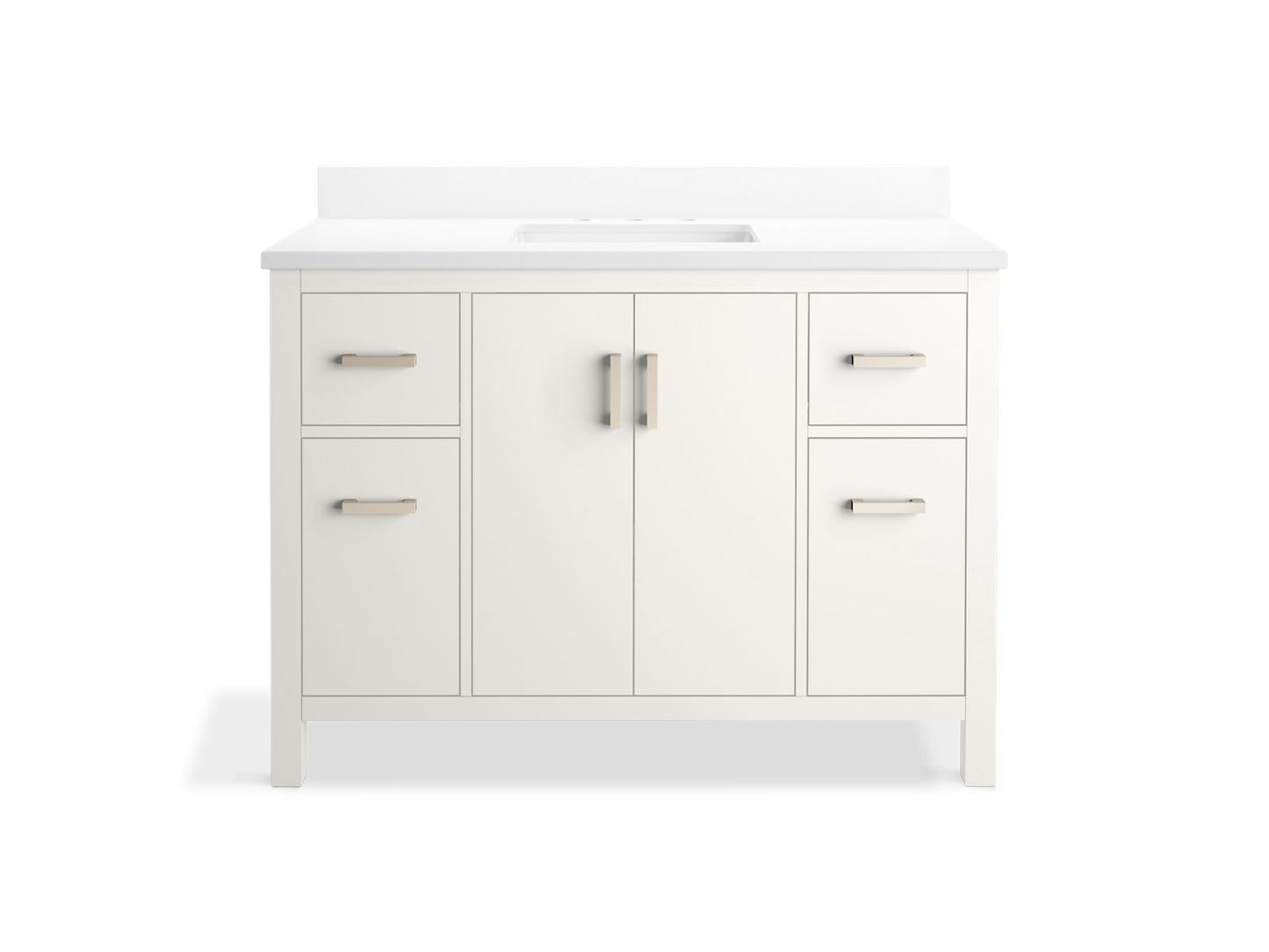 KOHLER K-40640-BD1-0 Kresla 48" Bathroom Vanity Cabinet With Sink And Quartz Top In White