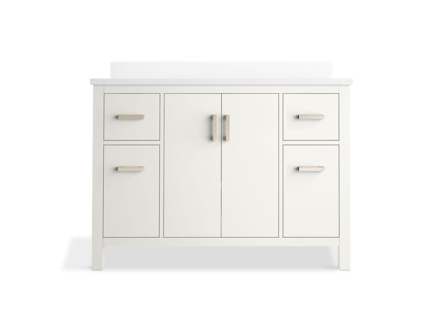 KOHLER K-40640-BD1-0 Kresla 48" Bathroom Vanity Cabinet With Sink And Quartz Top In White