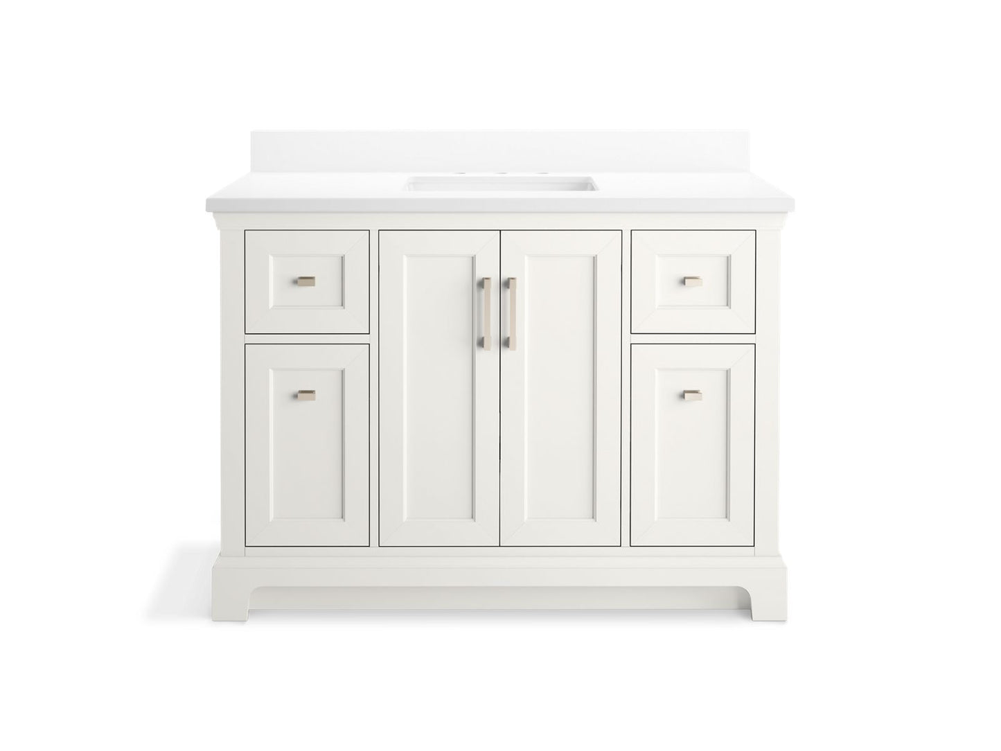 KOHLER K-29262-BD1-0 Charlemont 48" Bathroom Vanity Cabinet With Sink And Quartz Top In White