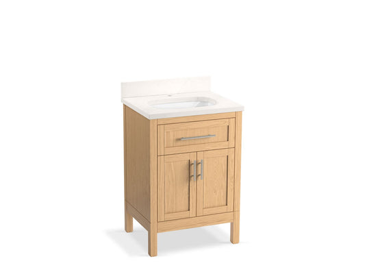 Kohler K-39603-ASB-WEK Hadron 24 In. Bathroom Vanity Cabinet With Sink And Quartz Top In Light Oak