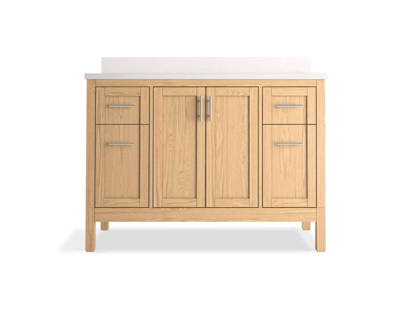 Kohler K-39606-ASB-WEK Hadron 48 In. Bathroom Vanity Cabinet With Sink And Quartz Top In Light Oak