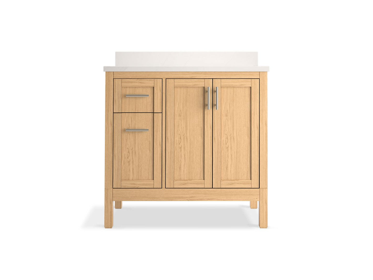 Kohler K-39605-ASB-WEK Hadron 36 In. Bathroom Vanity Cabinet With Sink And Quartz Top In Light Oak