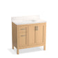 Kohler K-39605-ASB-WEK Hadron 36 In. Bathroom Vanity Cabinet With Sink And Quartz Top In Light Oak