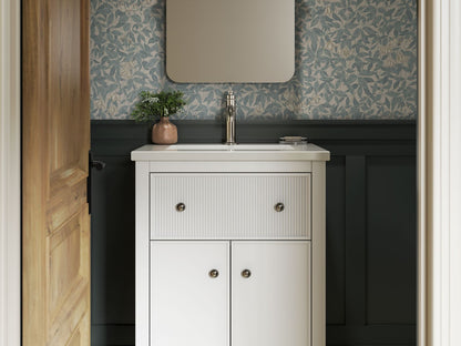 KOHLER K-35018-DAK Malin by Studio McGee 24" bathroom vanity cabinet with sink and quartz top - Draper Oak
