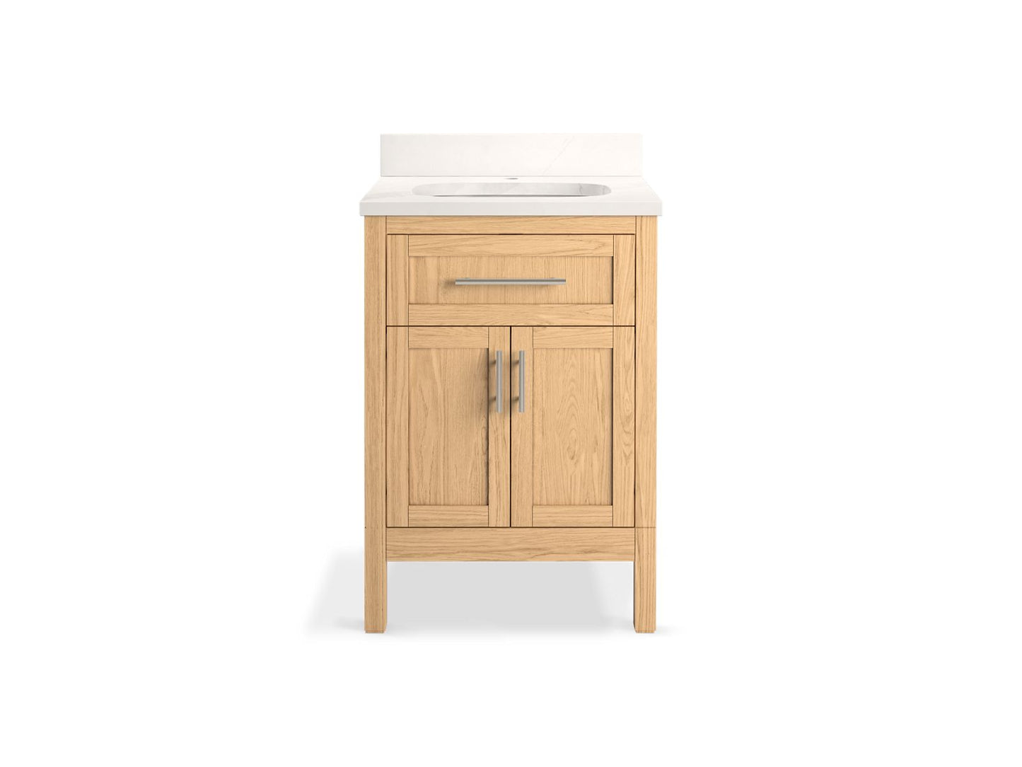 Kohler K-39603-ASB-WEK Hadron 24 In. Bathroom Vanity Cabinet With Sink And Quartz Top In Light Oak