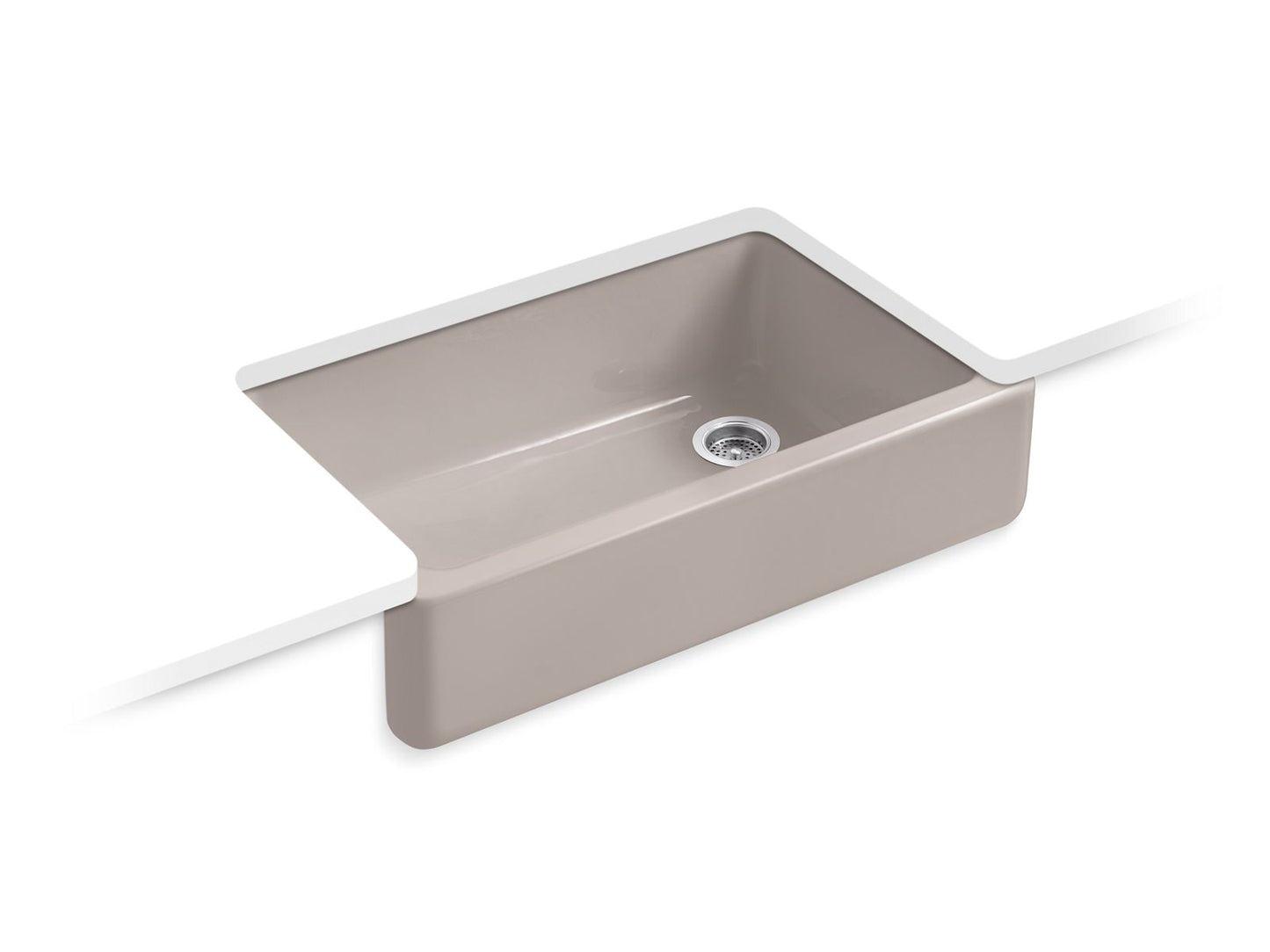 KOHLER K-6489-TRF Whitehaven 35-3/4" Undermount Single-Bowl Farmhouse Kitchen Sink In Truffle