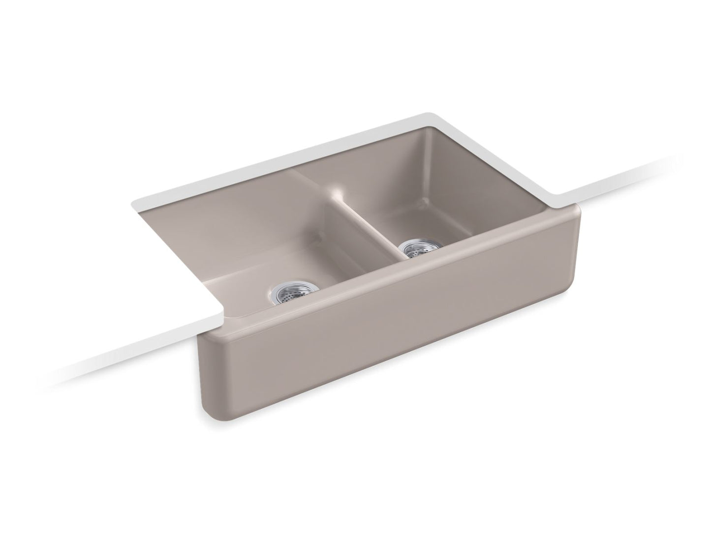 KOHLER K-6427-TRF Whitehaven Smart Divide 35-3/4" Undermount Double-Bowl Farmhouse Kitchen Sink In Truffle