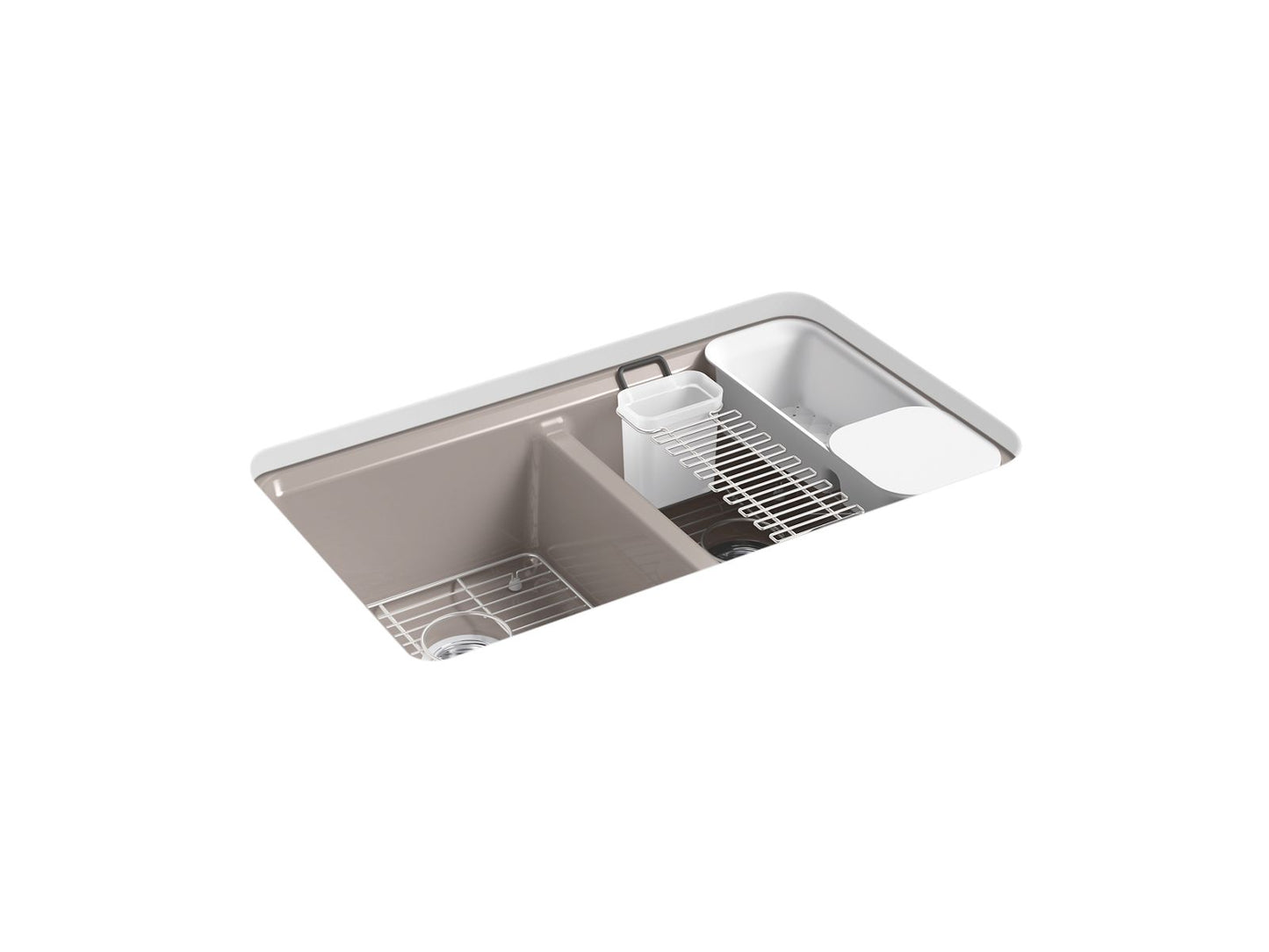 KOHLER K-8679-5UA3-TRF Riverby 33" Undermount Double-Bowl Workstation Kitchen Sink In Truffle