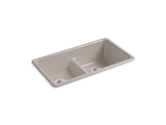 KOHLER K-5312-TRF Iron/Tones Smart Divide 33" Top-/Undermount Double-Bowl Kitchen Sink In Truffle