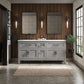 KOHLER K-31247-ASB-1WT Quo 72" Bathroom Vanity Cabinet With Sinks And Quartz Top In Mohair Grey