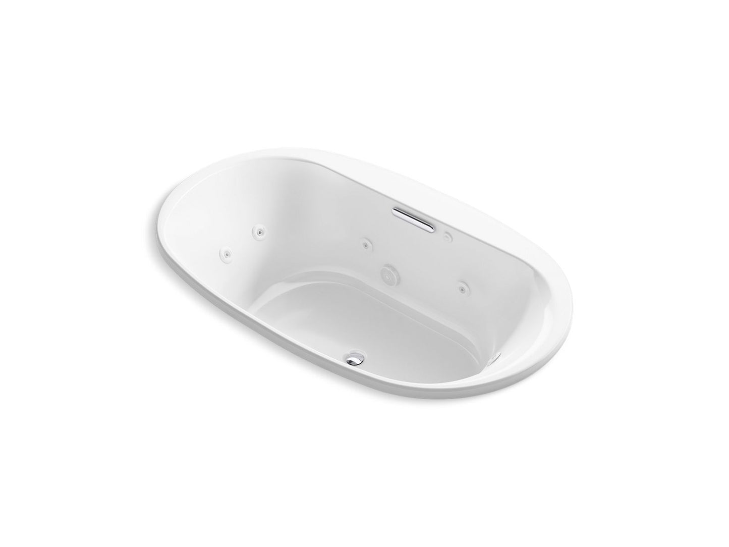 KOHLER K-5718-JH-0 Underscore 72" X 42" Drop-In Heated Whirlpool Bath In White