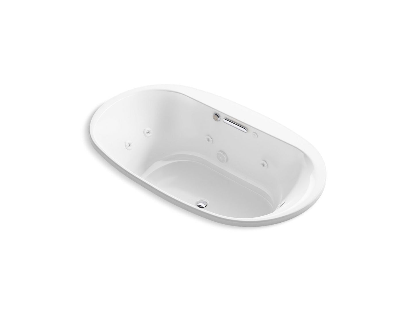 KOHLER K-5718-XHGH-0 Underscore 71-1/2" X 41-1/2" Drop-In Heated Bubblemassage Air Bath With Whirlpool In White