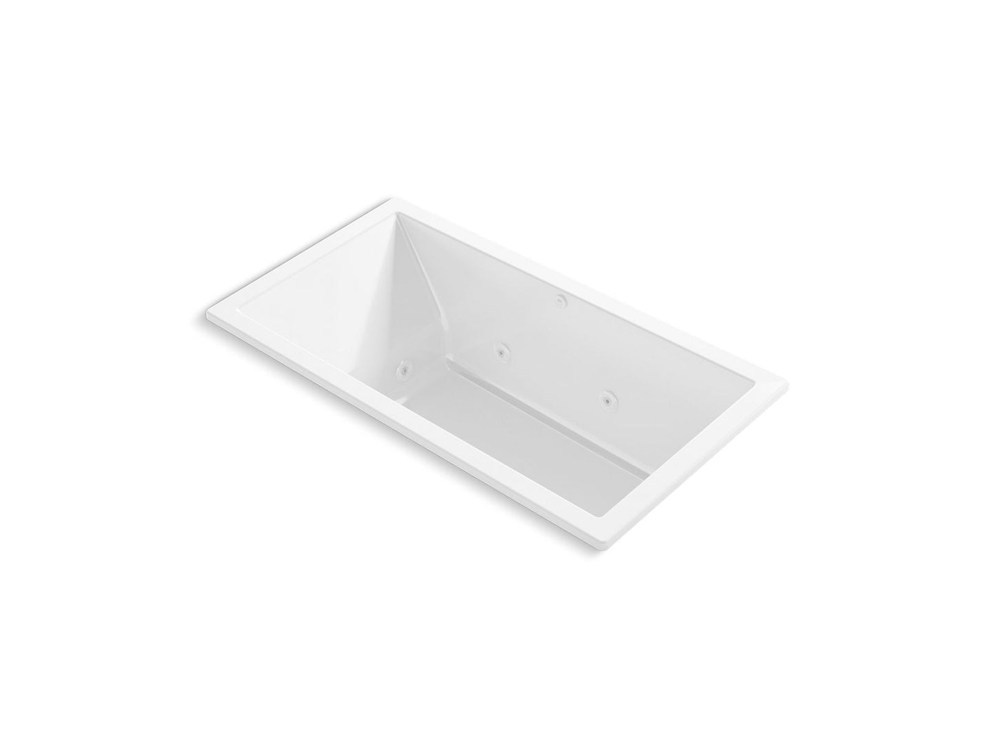 KOHLER K-1168-JH-0 Underscore 60" X 32" Drop-In Heated Whirlpool Bath In White