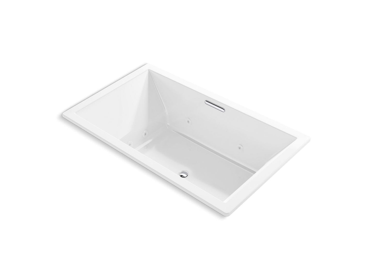 KOHLER K-1174-JH-0 Underscore 72" X 42" Drop-In Heated Whirlpool Bath In White