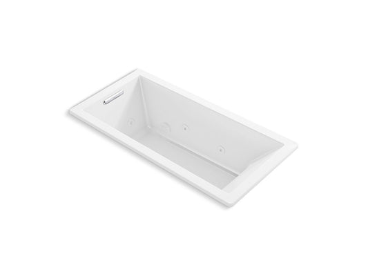 KOHLER K-1822-JH-0 Underscore 66" X 32" Drop-In Heated Whirlpool Bath In White