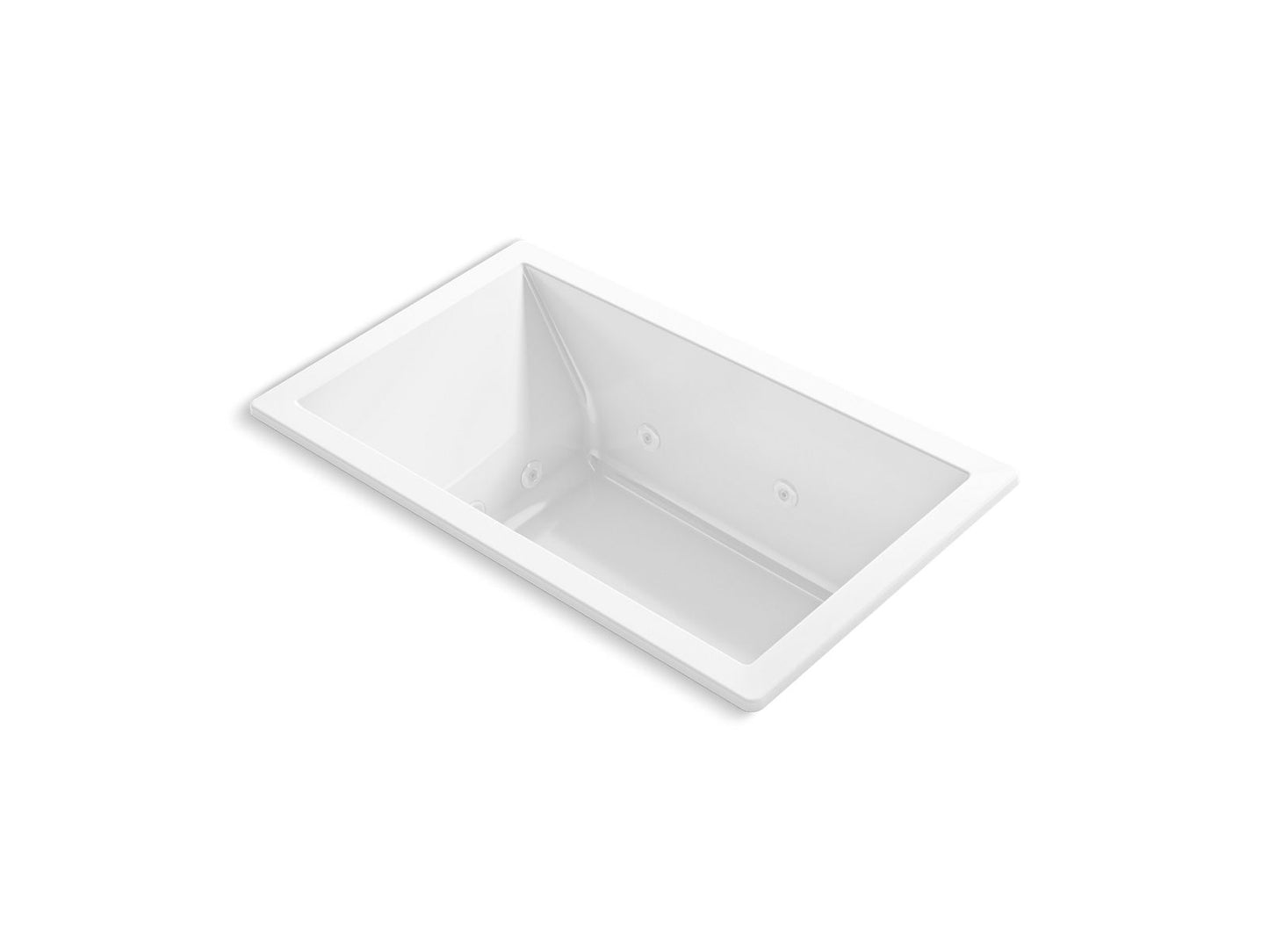 KOHLER K-1849-JH-0 Underscore 60" X 36" Drop-In Heated Whirlpool Bath In White