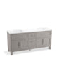 KOHLER K-31247-ASB-1WT Quo 72" Bathroom Vanity Cabinet With Sinks And Quartz Top In Mohair Grey