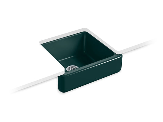 KOHLER K-5664-17 Whitehaven 23-1/2 in. Undermount Single-Bowl Farmhouse Kitchen Sink In Teal