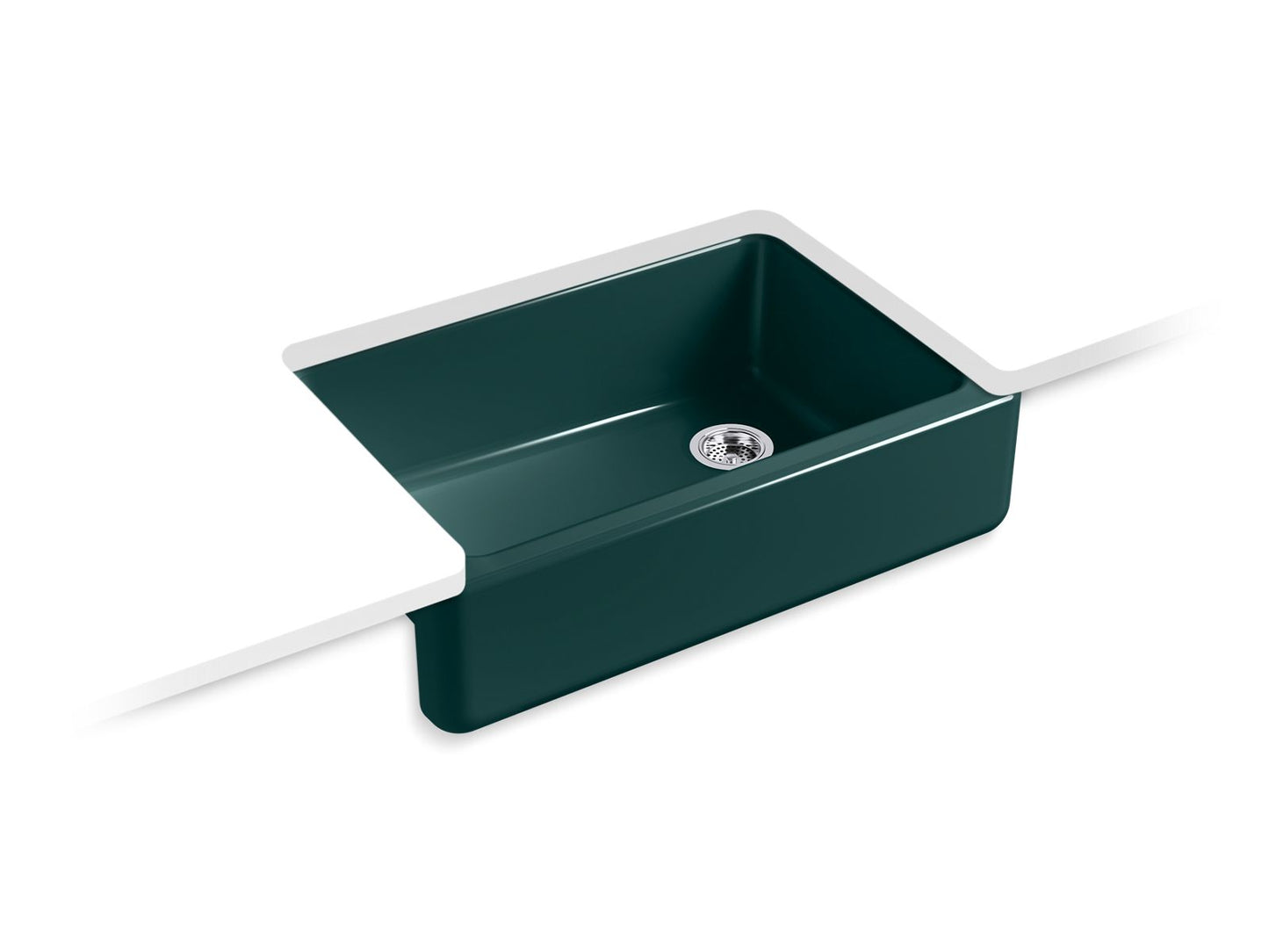 KOHLER K-5827-17 Whitehaven 32-3/4 in. Undermount Single-Bowl Farmhouse Kitchen Sink In Teal