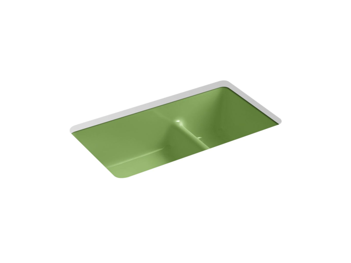 Kohler K-6625-34 Iron/Tones Smart Divide 33 In. Top-/Undermount Double-Bowl Kitchen Sink In Fresh Green