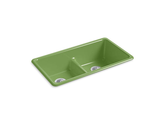 Kohler K-5312-34 Iron/Tones Smart Divide 33 In. Top-/Undermount Double-Bowl Kitchen Sink In Fresh Green