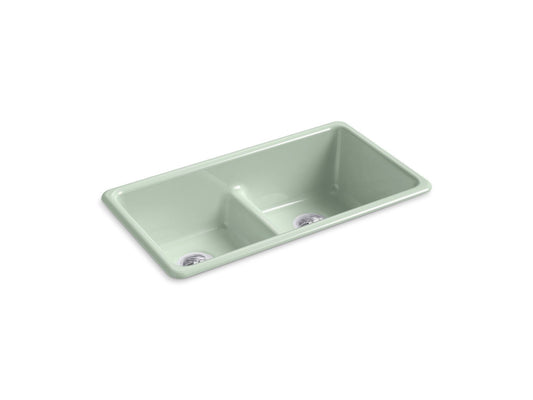 Kohler K-5312-42 Iron/Tones Smart Divide 33 In. Top-/Undermount Double-Bowl Kitchen Sink In Aspen Green