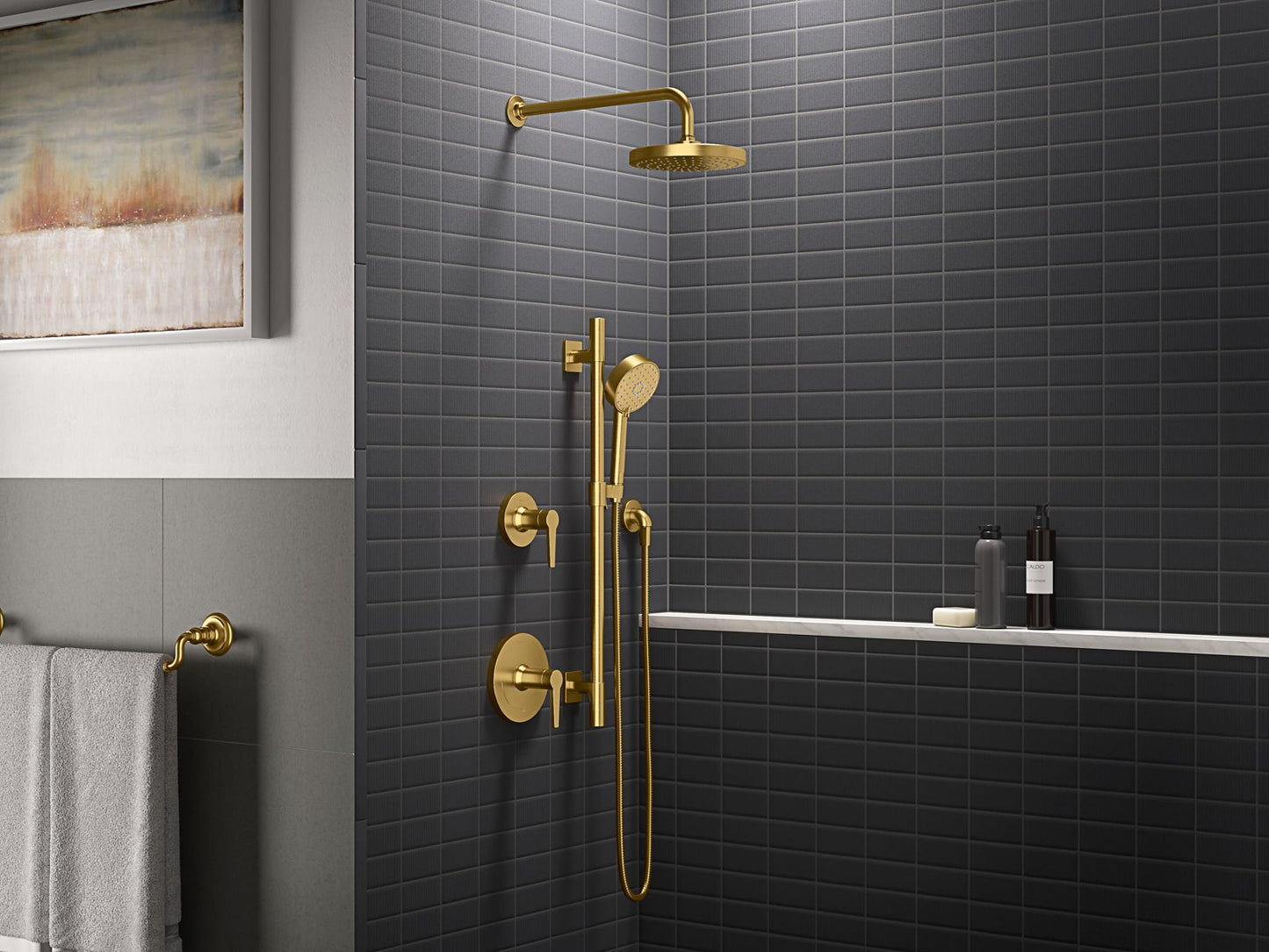 KOHLER K-26914-G-2MB Awaken Showering Kit, 1.75 Gpm In Vibrant Brushed Moderne Brass