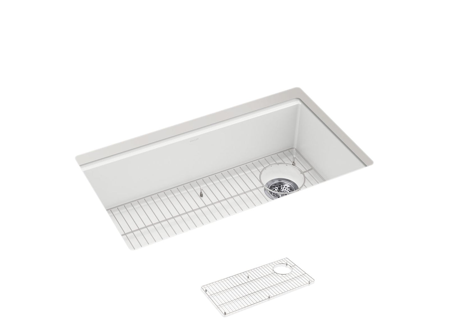 KOHLER K-33710-CM6 Billings 32-1/2 in. Undermount Single-Bowl Kitchen Sink In Matte White