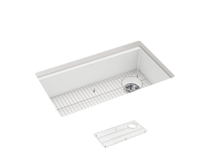 KOHLER K-33710-CM6 Billings 32-1/2 in. Undermount Single-Bowl Kitchen Sink In Matte White