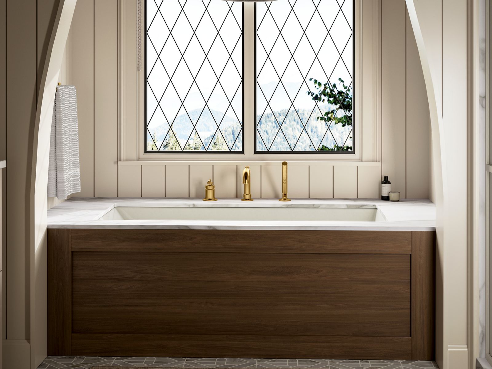 KOHLER K-35913-4-2MB Castia By Studio Mcgee Deck-Mount Bath Faucet With Handshower - Vibrant Brushed Moderne Brass