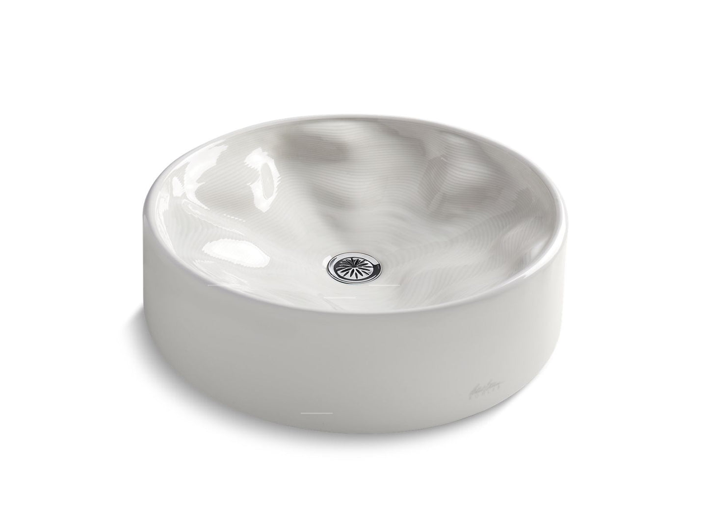 KOHLER K-37692-NTW Rista 16-1/4" round vessel bathroom sink, no overflow - Natural White