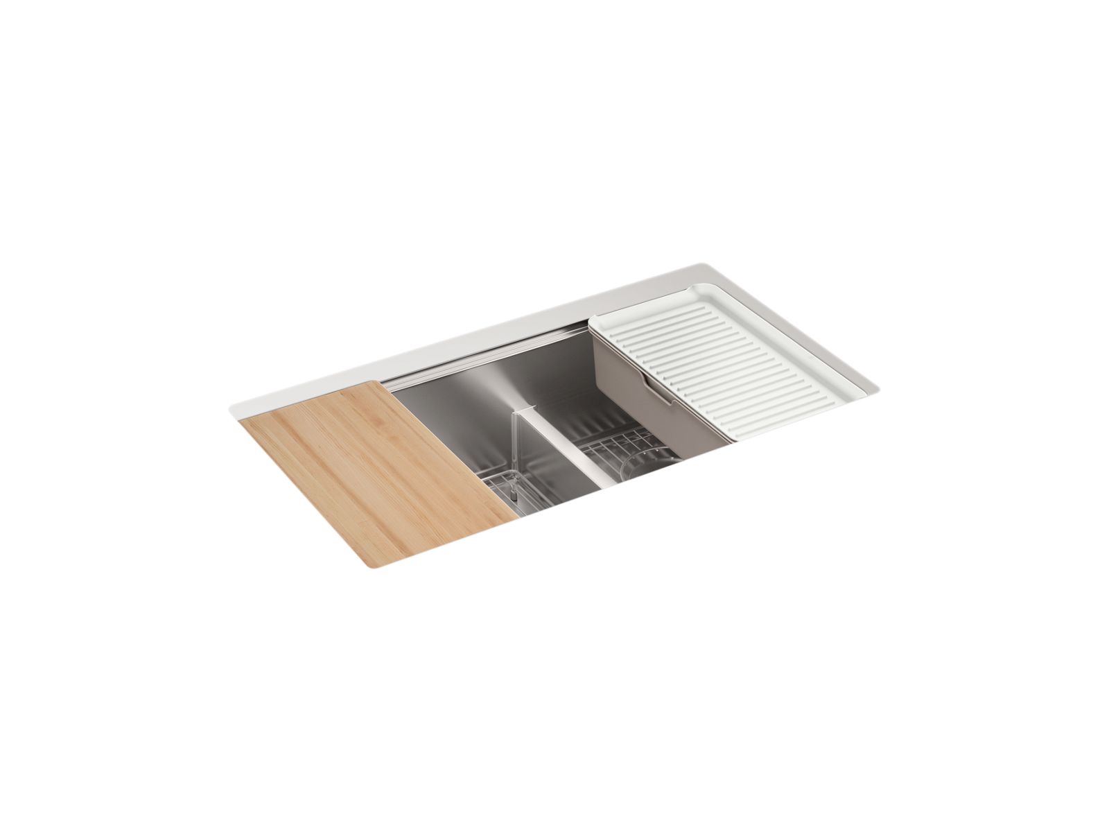 KOHLER K-33664-PC-NA Strive 32 in. Undermount Double-Bowl Workstation Kitchen Sink