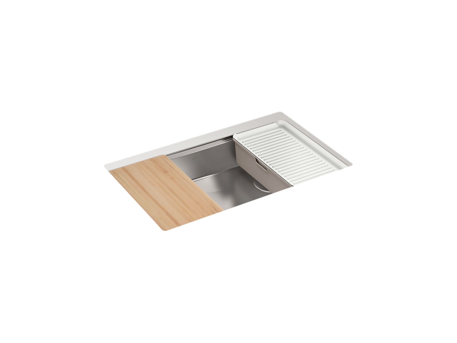 KOHLER K-33661-PC-NA Strive 29" Undermount Single-Bowl Workstation Kitchen Sink - Stainless Steel
