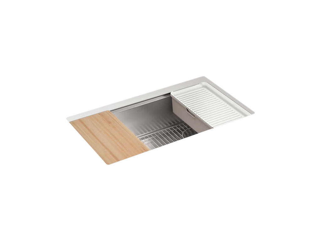 KOHLER K-33662-PC-NA Strive 32" Undermount Single-Bowl Workstation Kitchen Sink - Stainless Steel