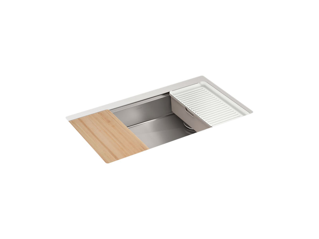 KOHLER K-33663-PC-NA Strive 32" Undermount Single-Bowl Workstation Kitchen Sink - Stainless Steel