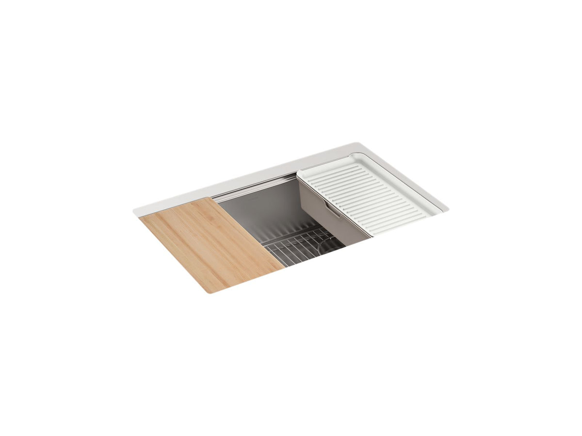 KOHLER K-33660-PC-NA Strive 29" Undermount Single-Bowl Workstation Kitchen Sink - Stainless Steel