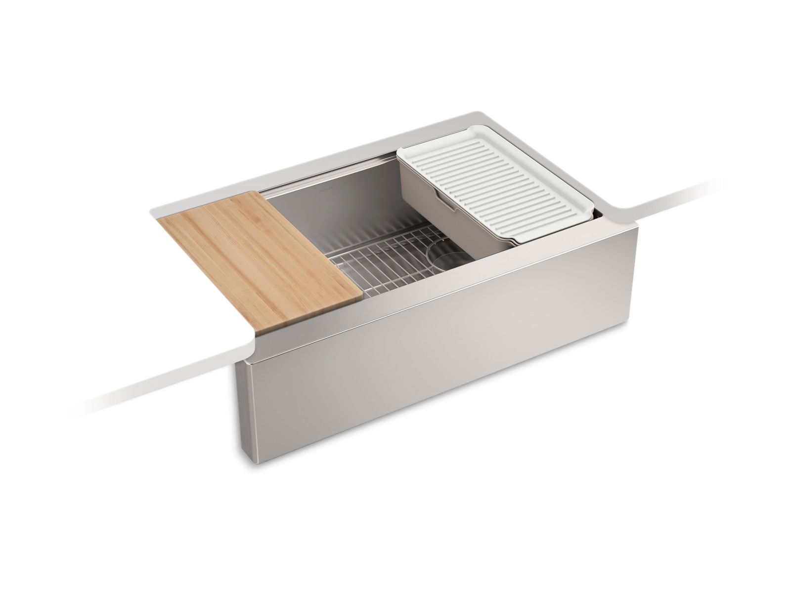 KOHLER K-33656-PC-NA Strive 32-1/2" Undermount Single-Bowl Farmhouse Workstation Kitchen Sink - Stainless Steel