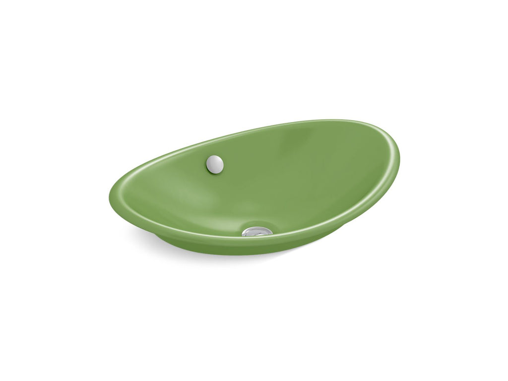 KOHLER K-5403-PFG-34 Iron Plains 20-3/4" Oval Vessel Bathroom Sink - Fresh Green Exterior With Fresh Green Interior