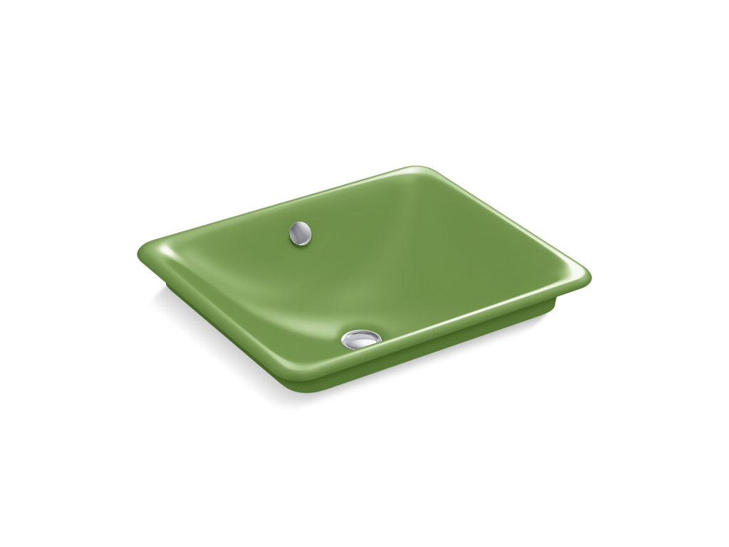 KOHLER K-5400-PFG-34 Iron Plains 18-1/2" Rectangular Vessel Bathroom Sink - Fresh Green Exterior With Fresh Green Interior