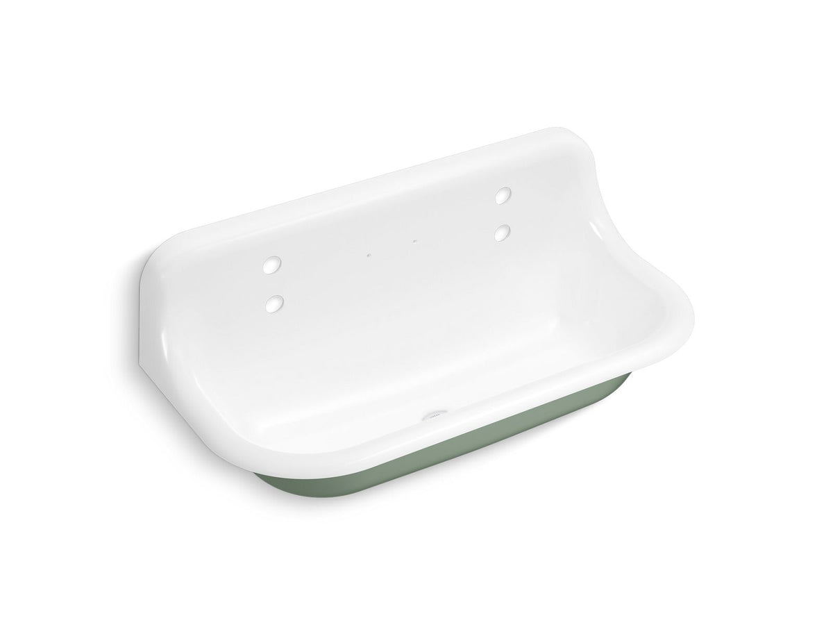 KOHLER K-3200-PAG-0 Brockway 36" Wall-Mount Utility Sink - Aspen Exterior With White Interior