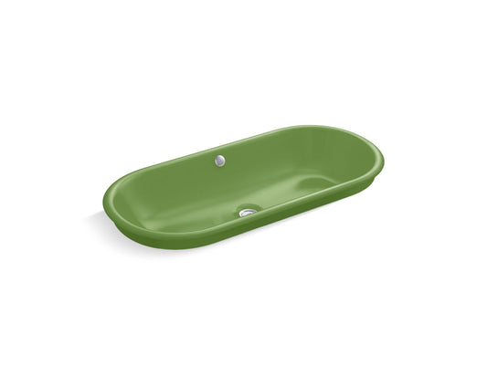 Kohler K-20213-PFG-34 Iron Plains 33 In. Oval Drop-In / Undermount / Vessel Bathroom Sink In Fresh Green Fresh Green