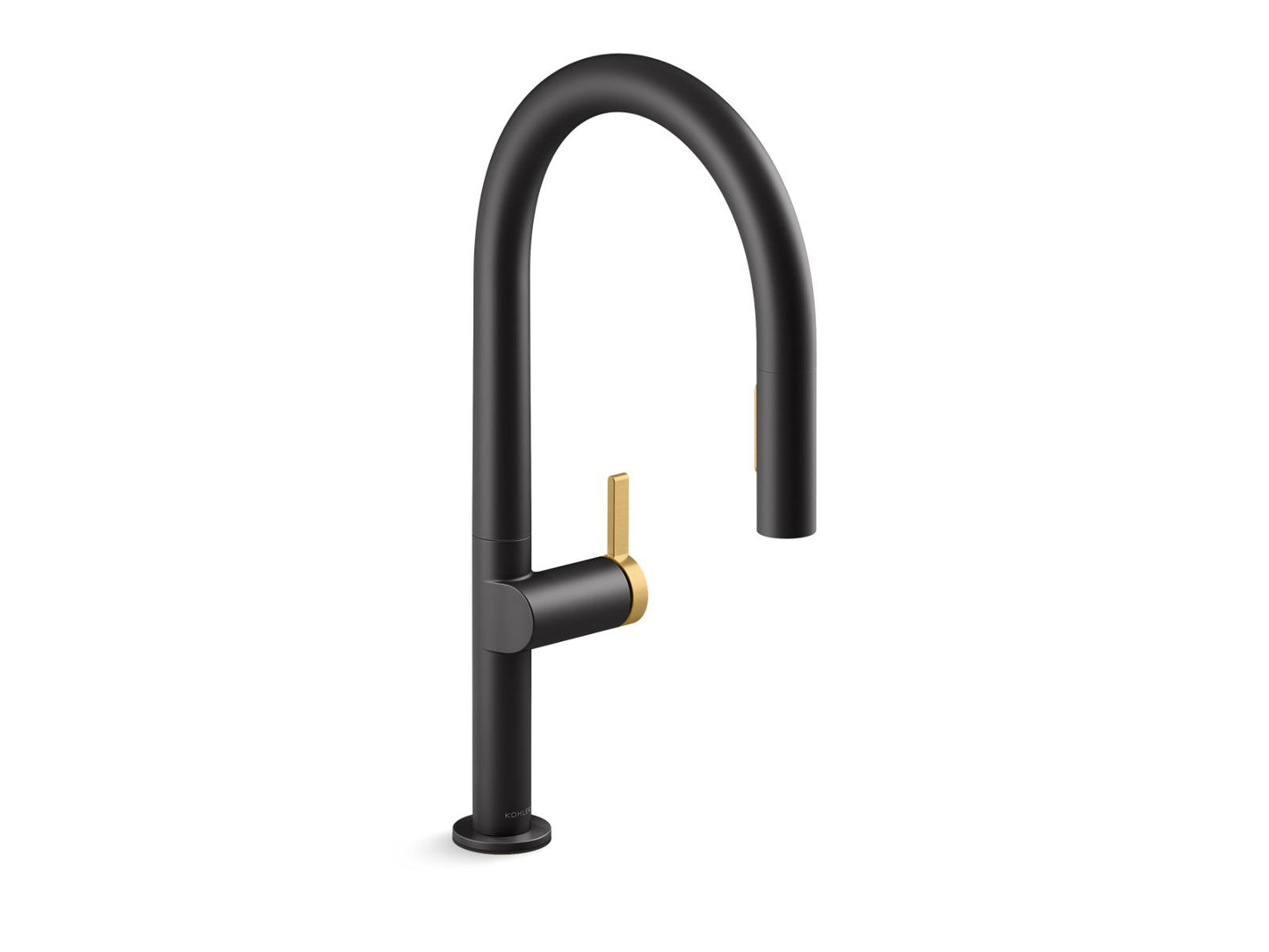 KOHLER K-28268-BMB Components Pull-Down Kitchen Sink Faucet With Two-Function Sprayhead - Matte Black with Moderne Brass