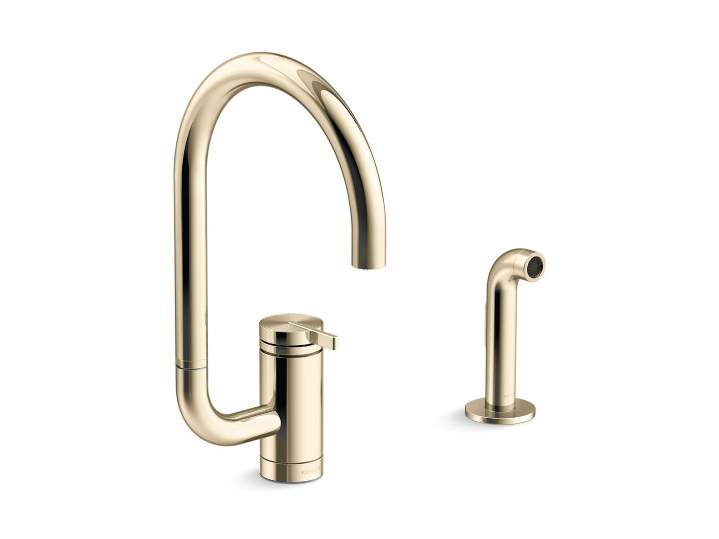 KOHLER K-28272-AF Components Single-Handle Kitchen Sink Faucet With Two-Function Extended-Reach Spout And Side Sprayer - Vibrant French Gold