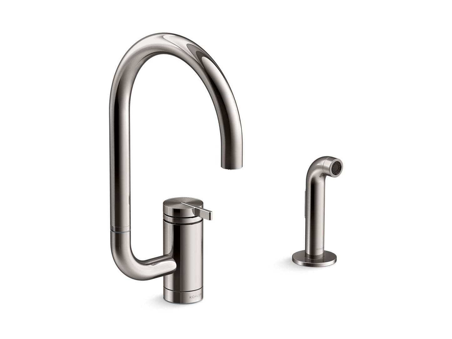 KOHLER K-28272-TT Components Single-Handle Kitchen Sink Faucet With Two-Function Extended-Reach Spout And Side Sprayer - Vibrant Titanium