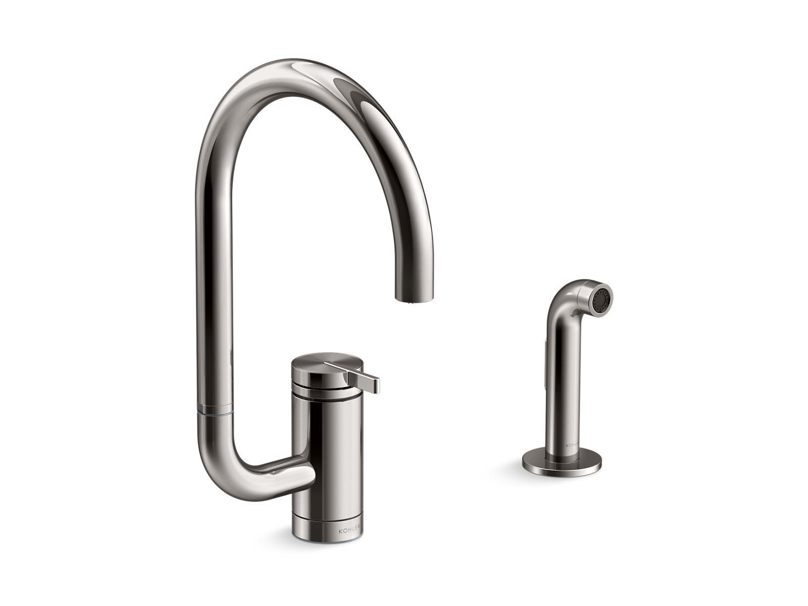 KOHLER K-28272-TT Components Single-Handle Kitchen Sink Faucet With Two-Function Extended-Reach Spout And Side Sprayer - Vibrant Titanium