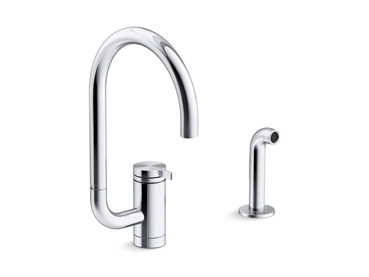 KOHLER K-28272-CP Components Single-Handle Kitchen Sink Faucet With Two-Function Extended-Reach Spout And Side Sprayer - Polished Chrome