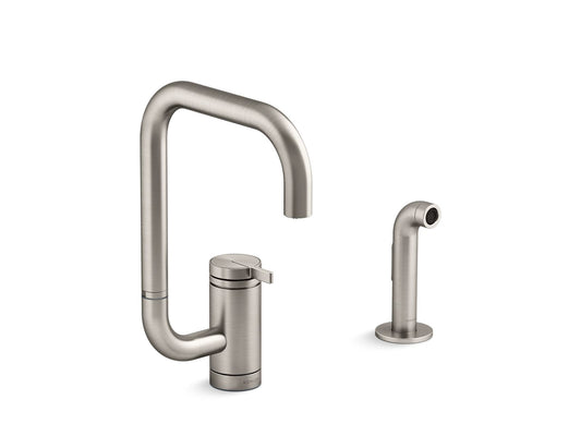 KOHLER K-28274-VS Components Single-Handle Kitchen Sink Faucet With Two-Function Extended-Reach Spout And Side Sprayer - Vibrant Stainless